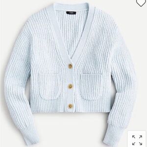 J. Crew Soft Blue Ribbed cropped Cardigan